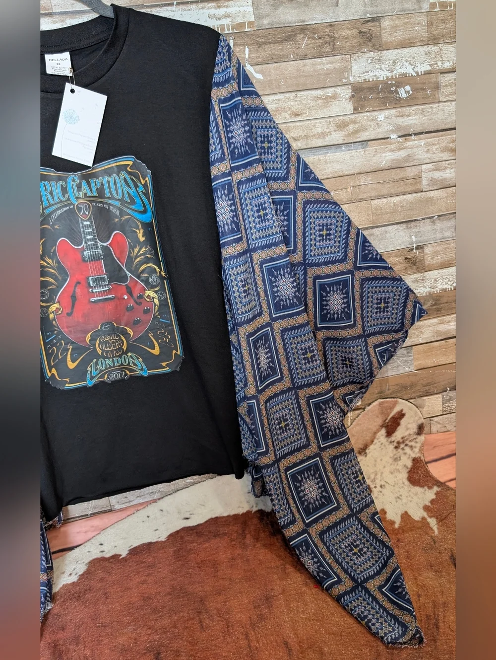 New Handcrafted Eric Clapton Graphic With Boho Bat Winged Sleeves - Picture 4 of 10